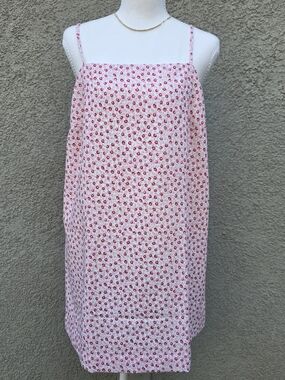 Old Navy Pink Floral Midi Slip Skirt with Red Accents